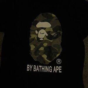 Bape Black Tee with Camo Ape Graphic
